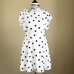 A New Day Polka Dot Print Ruffle Sleeve Dress